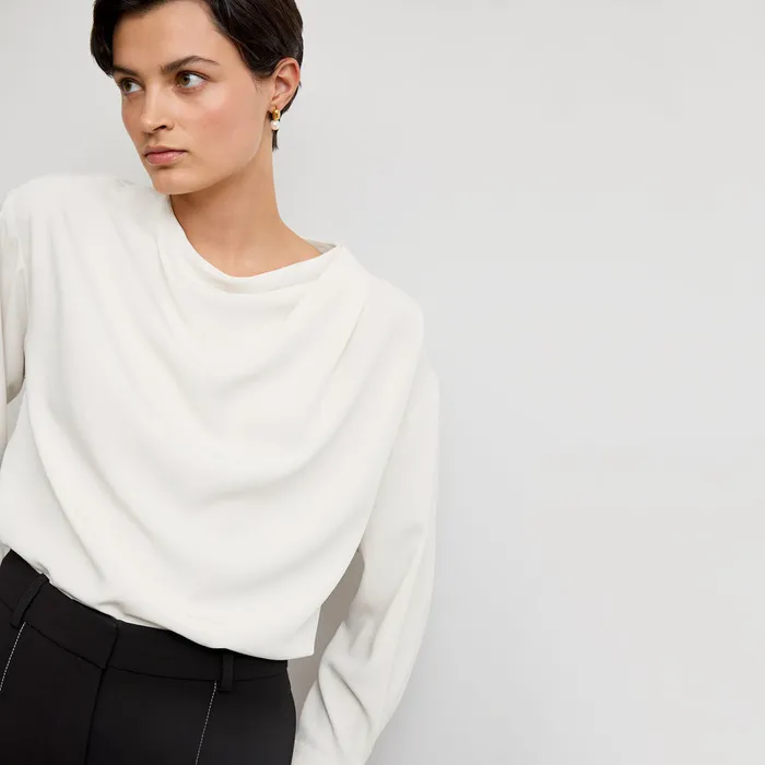 Tops M M LaFleur Women The Annmarie Drape Top 8211 Eco Soft Wave Ivory