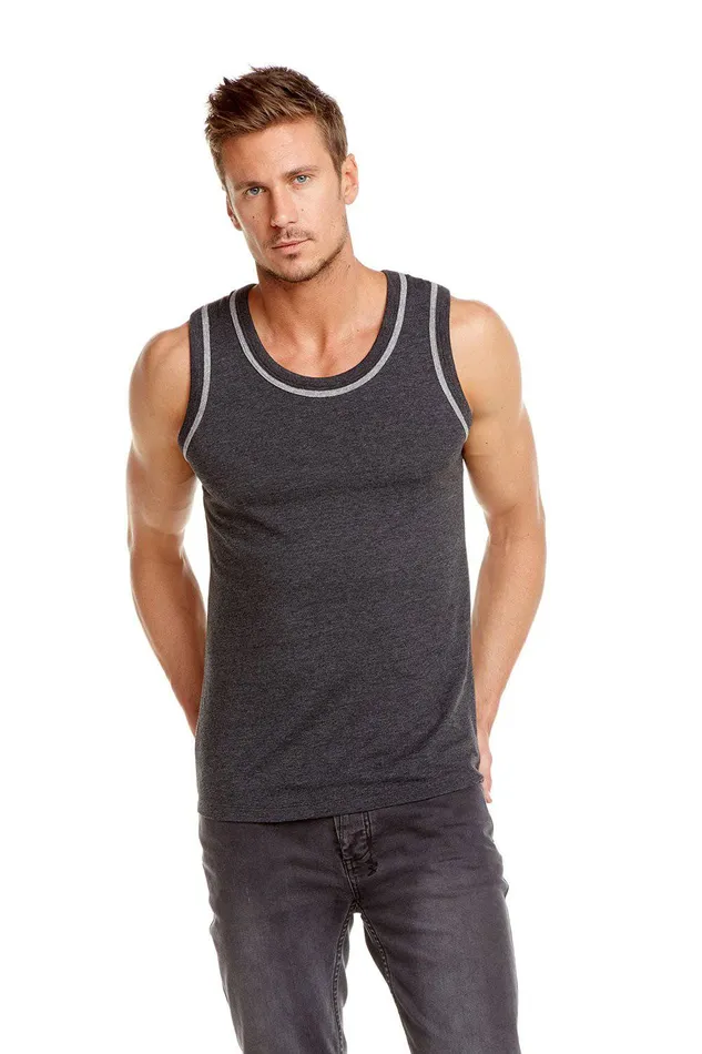 Tops Mens BLOCKED JERSEY MUSCLE TANK W CONTRAST BINDING Chaser Brand