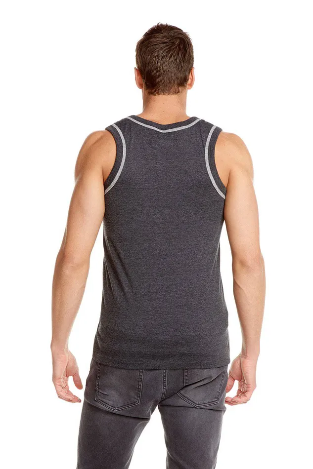 Tops Mens BLOCKED JERSEY MUSCLE TANK W CONTRAST BINDING Chaser Brand