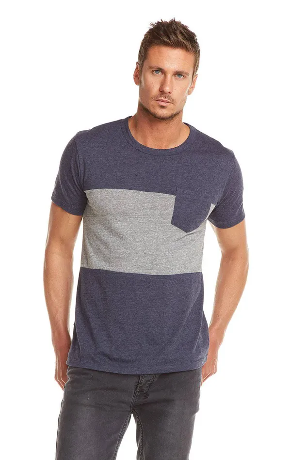 Tops Mens BLOCKED SS CREW NECK POCKET TEE Chaser Brand