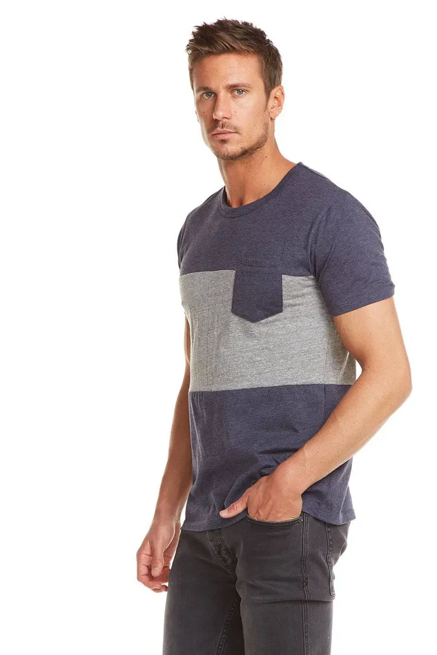 Tops Mens BLOCKED SS CREW NECK POCKET TEE Chaser Brand