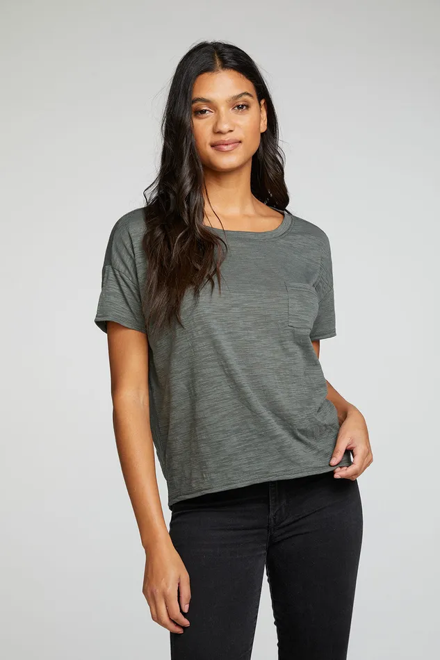Tops Slub Jersey Boxy Short Sleeve Drop Shoulder Pocket Tee Chaser Brand Womens