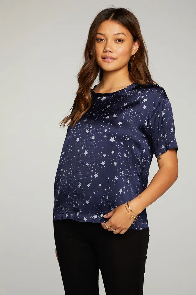 Tops Stretch Silky Basics Short Sleeve Drop Shoulder Tee 8211 Chaser Brand Womens