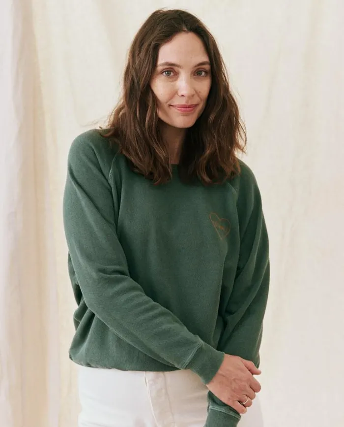 Tops Women039s The Great The Mom Embroidered College Sweatshirt Palm Leaf With Spice
