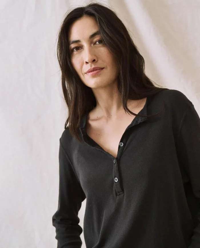 Tops Women039s The Great The Slim Recycled Rib Henley Night