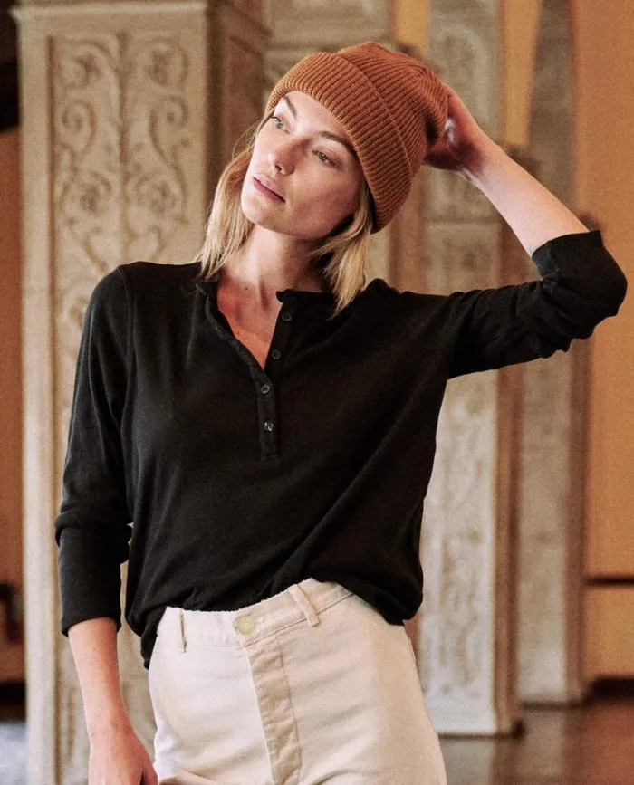 Tops Women039s The Great The Slim Recycled Rib Henley Night