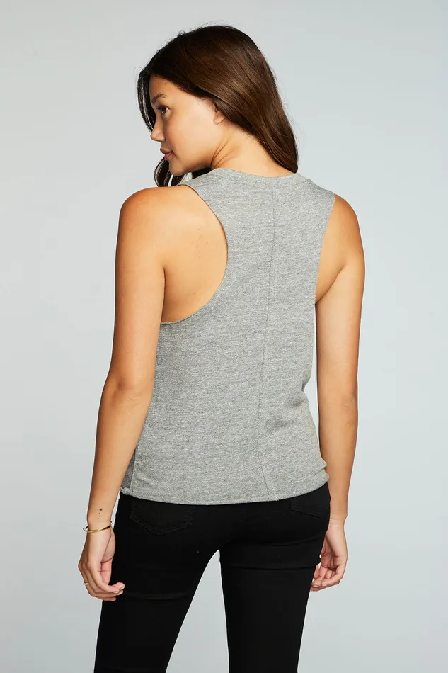 Tops Womens Chaser Brand Triblend Jersey V Neck Deep Armhole Muscle Tank