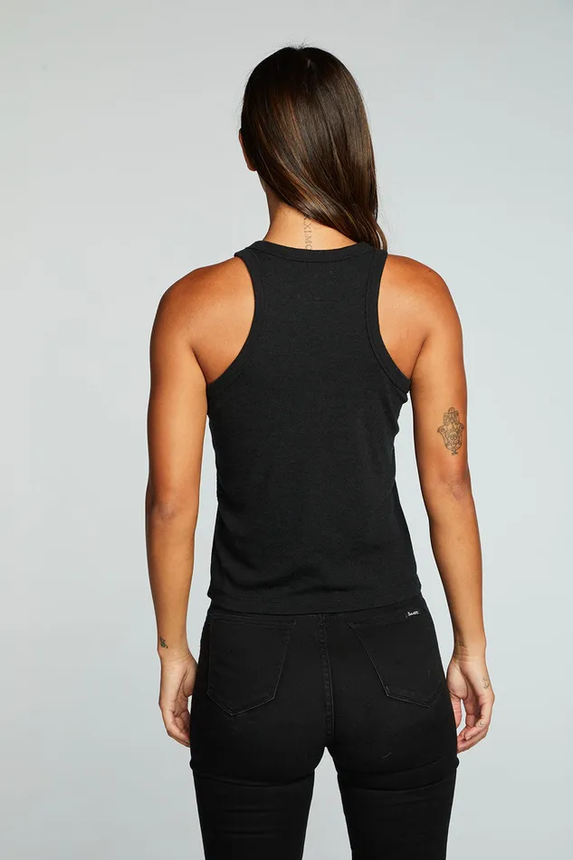 Tops Womens Linen Rib High Neck Racer Tank Chaser Brand