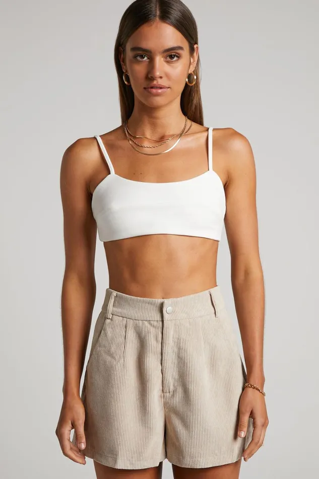 Tovil Shorts 8211 High Waisted Corduroy Shorts In Sand Women Showpo Shorts