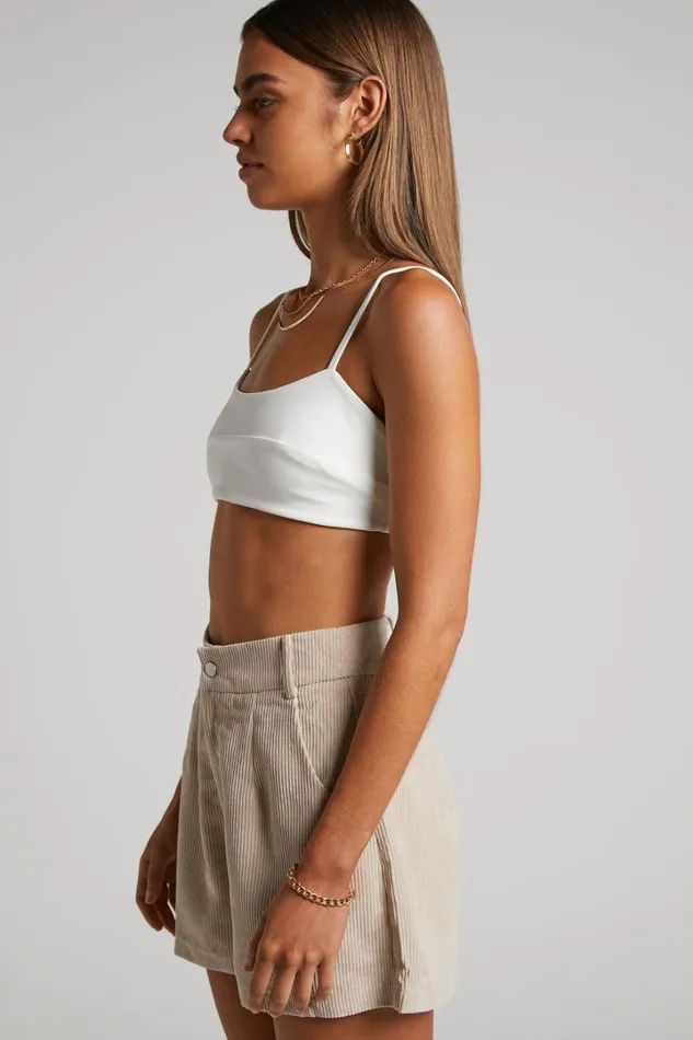 Tovil Shorts 8211 High Waisted Corduroy Shorts In Sand Women Showpo Shorts
