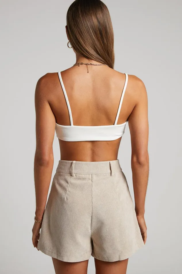 Tovil Shorts 8211 High Waisted Corduroy Shorts In Sand Women Showpo Shorts