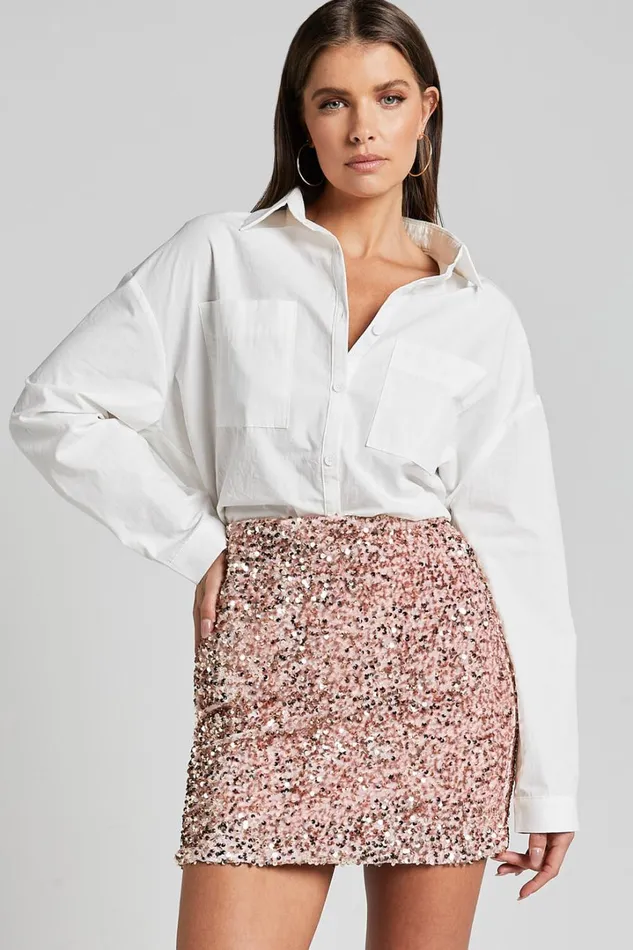 Tracy Mini Skirt 8211 Bodycon Sequin Skirt In Pink Fondant Women Showpo Skirts
