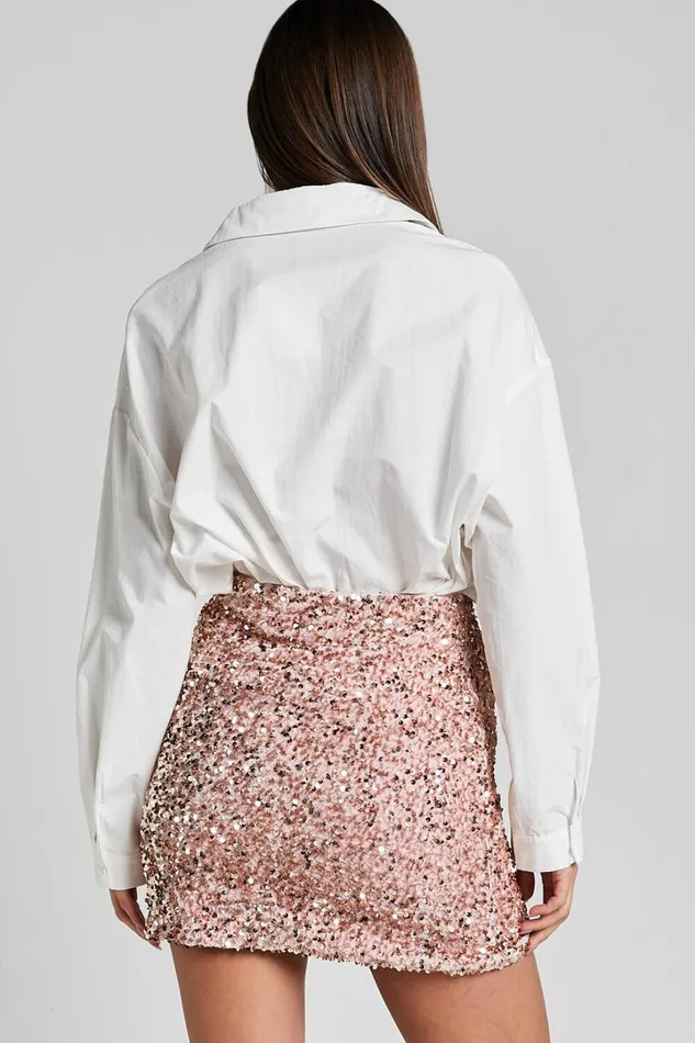 Tracy Mini Skirt 8211 Bodycon Sequin Skirt In Pink Fondant Women Showpo Skirts