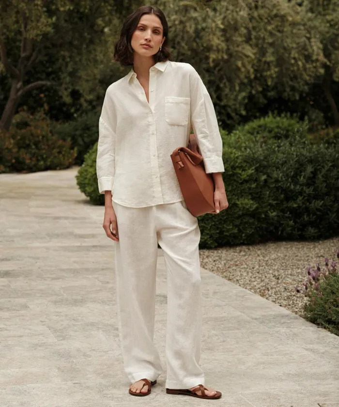 Trousers Women Jenni Kayne Linen Logan Pant Ivory