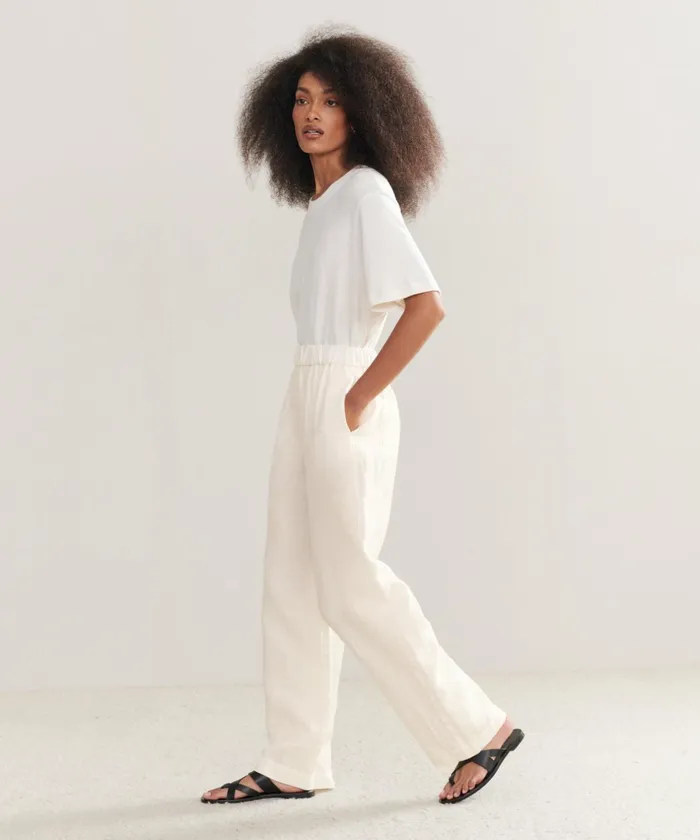 Trousers Women Jenni Kayne Linen Logan Pant Ivory