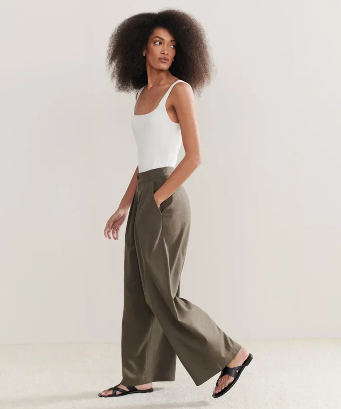Trousers Women Jenni Kayne Relaxed Trouser Dark Moss