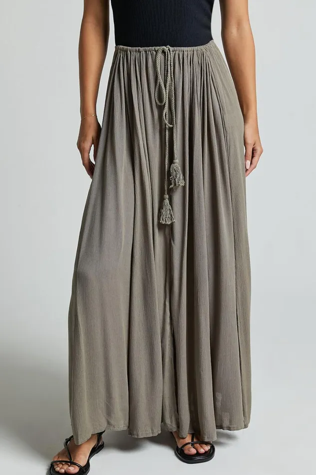 Under The Twilight Maxi Skirt 8211 Thigh Split Skirt In Olive Women Showpo Curve Clothes