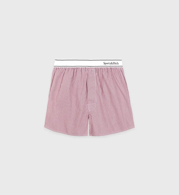 Underwear Women Sporty and Rich Serif Logo Boxer Short 8211 Red Striped