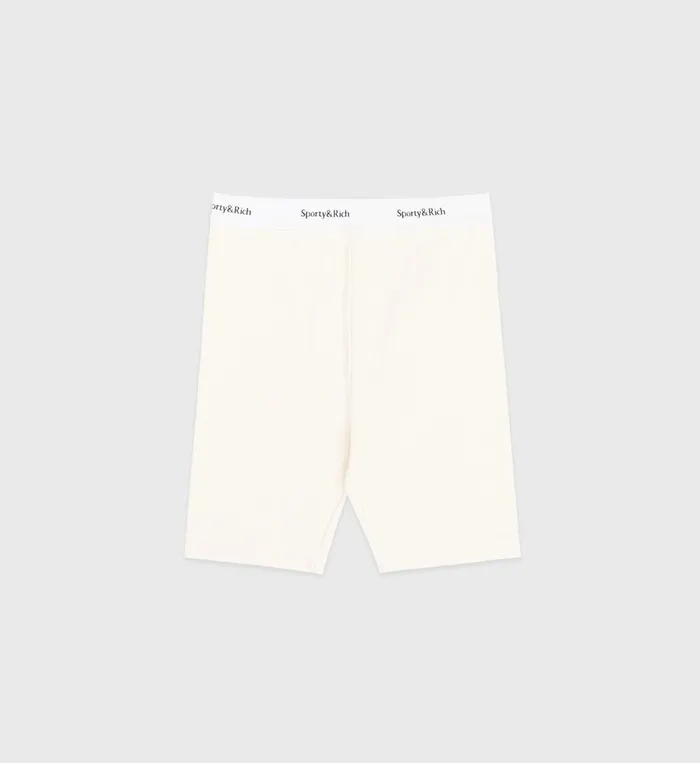 Underwear Women Sporty and Rich Serif Logo Ribbed Biker Short 8211 Cream