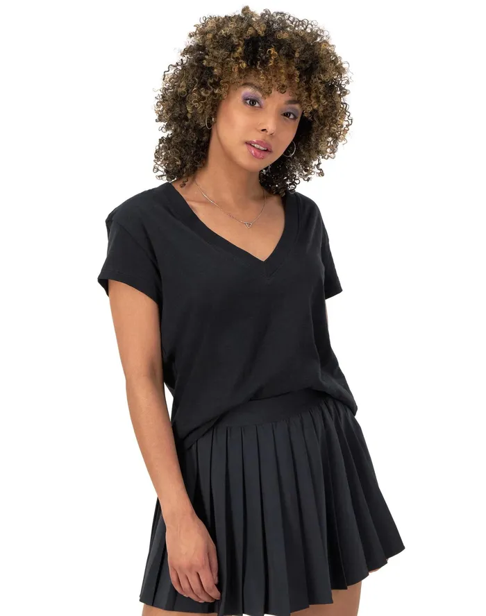 VNeck TShirt Tailgate C Logo Black Women Champion TShirts and Tops