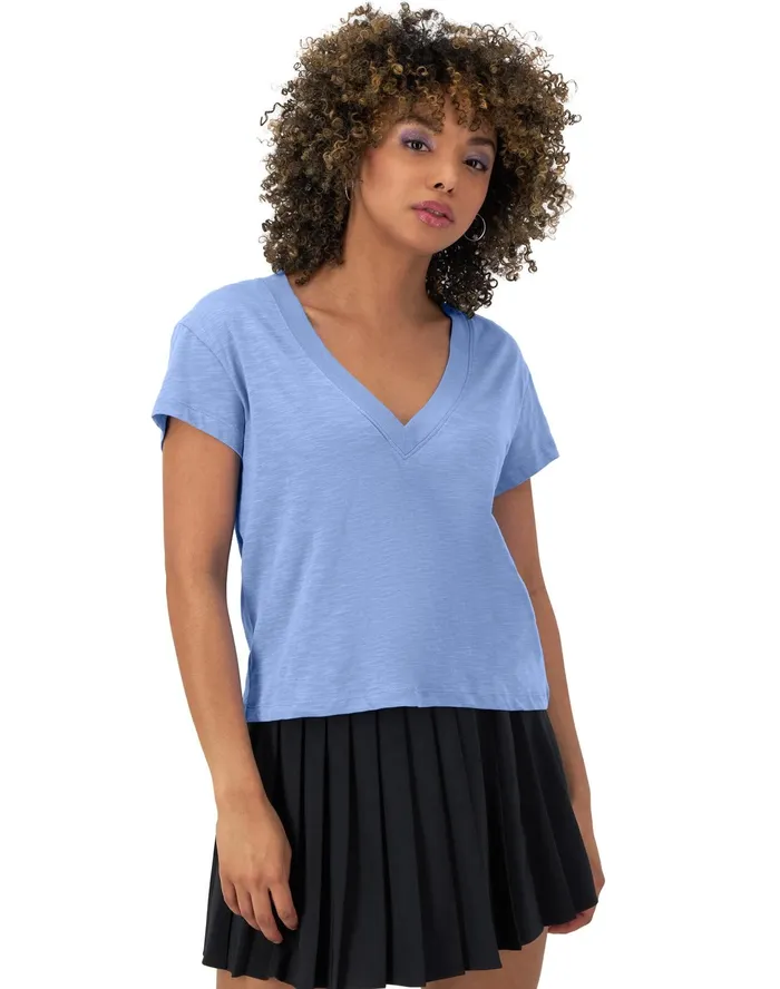 VNeck TShirt Tailgate C Logo Plaster Blue Women Champion TShirts and Tops