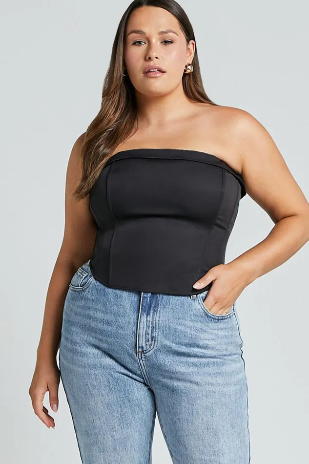 Vaira Top 8211 Strapless Corset Top In Black Women Showpo Tops