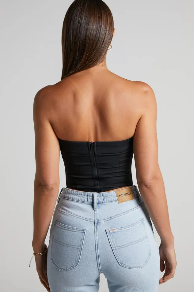 Vaira Top 8211 Strapless Corset Top In Black Women Showpo Tops