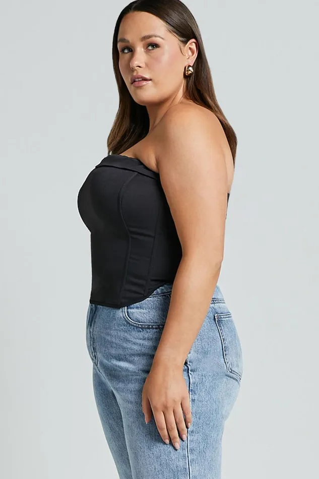 Vaira Top 8211 Strapless Corset Top In Black Women Showpo Tops