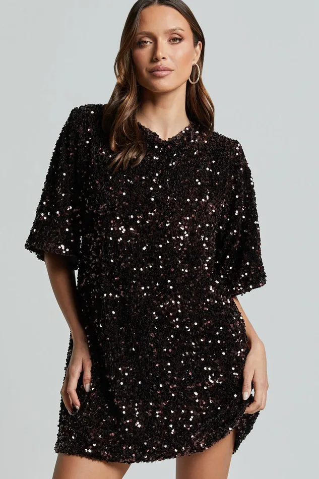 Valetta Mini Dress 8211 Sequin Low Back Shift Dress In Chocolate Women Showpo Curve Clothes Valetta Mini Dress 8211 Sequin Low Back Shift Dress In Chocolate Women Showpo Curve Clothes