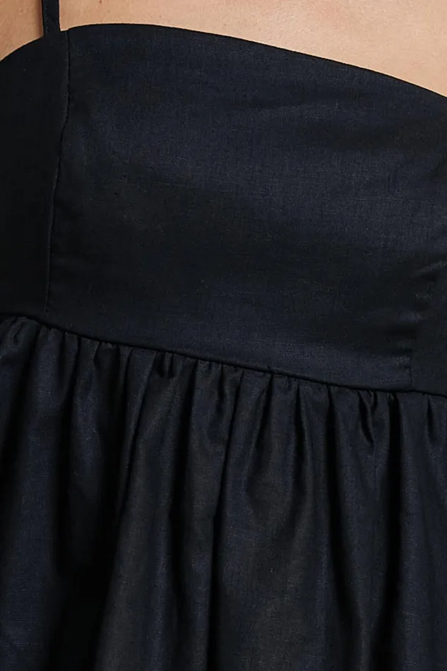 Vanessa Top 8211 Linen Look Strappy Babydoll Top In Black Women Showpo Tops