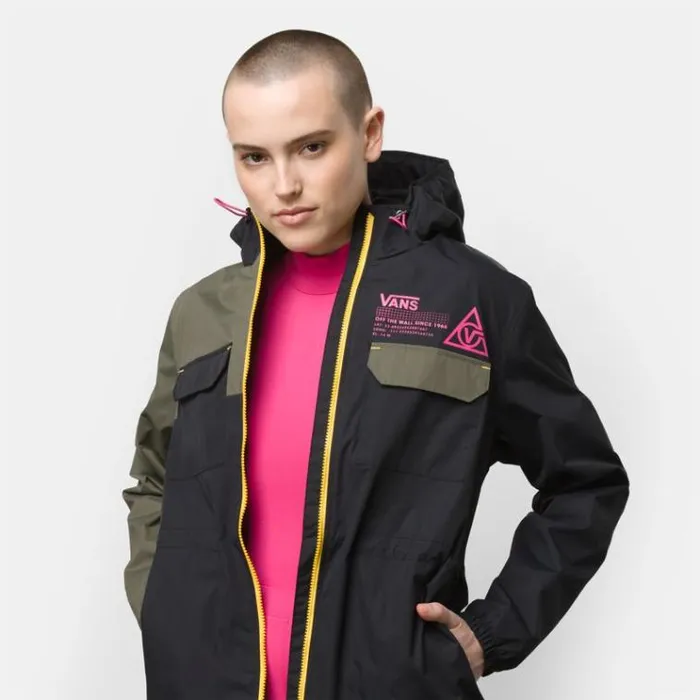 Vans 66 Supply Long Anorak MTE Jacket Black Womens Hoodies and Jackets