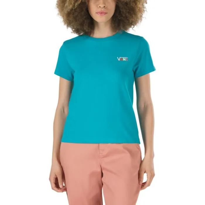 Vans Boom Color Baby Tee Enamel Blue Womens TShirts and Tanks