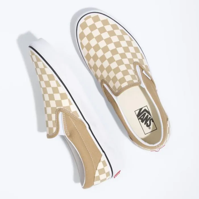Vans Checkerboard Classic SlipOn CornstalkTrue White MensWomens Classics Shoes