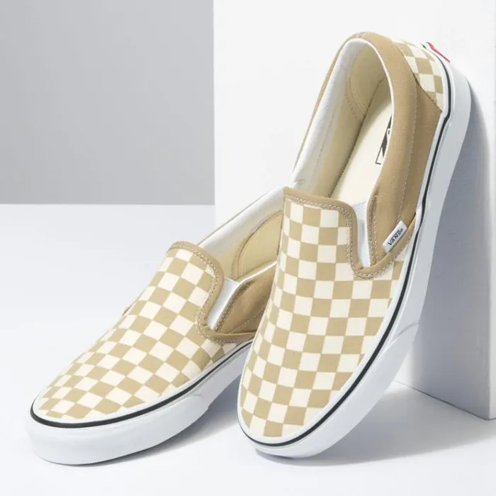 Vans Checkerboard Classic SlipOn CornstalkTrue White MensWomens Classics Shoes