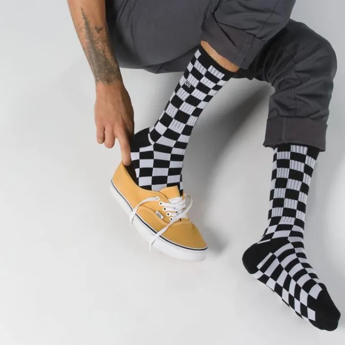 Vans Checkerboard Crew Sock Black White Check Mens Socks