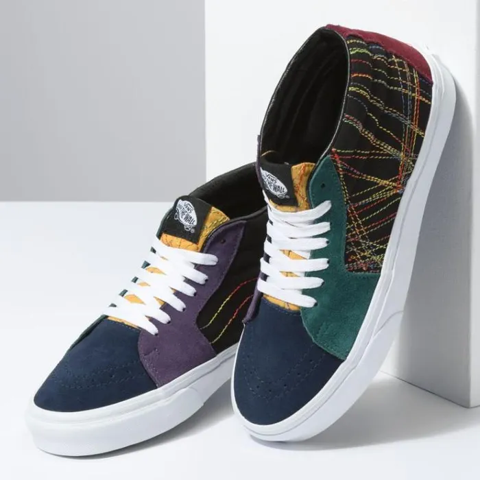 Vans Frenzy Sk8Mid Dark Rainbow MensWomens Classics Shoes Vans Frenzy Sk8Mid Dark Rainbow MensWomens Classics Shoes