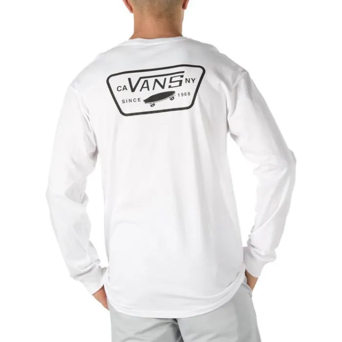 Vans Full Patch Back Long Sleeve TShirt WhiteBlack Mens TShirts and Tanks