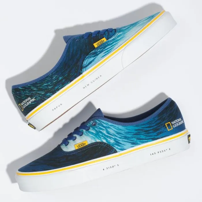Vans National Geographic Authentic OceanTrue Blue MensWomens Classics Shoes