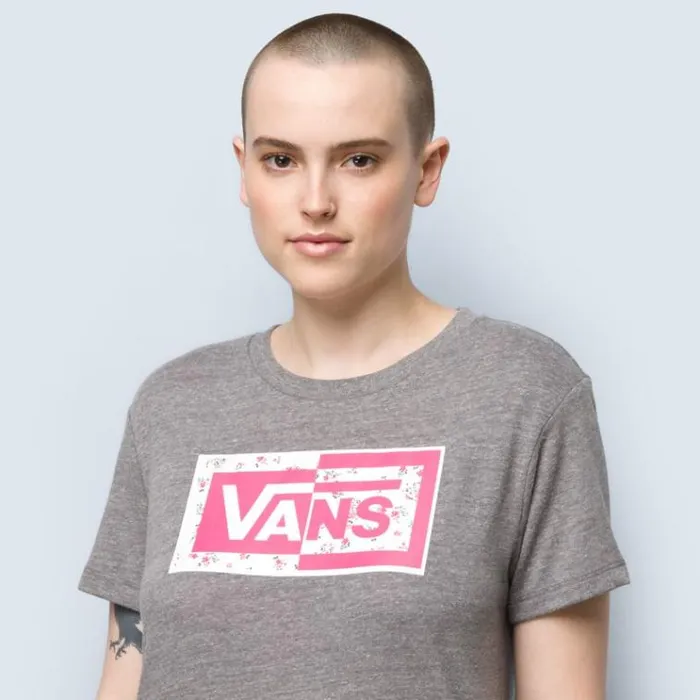 Vans Split Ticket Boyfriend Tee Grey Heather Womens TShirts and Tanks