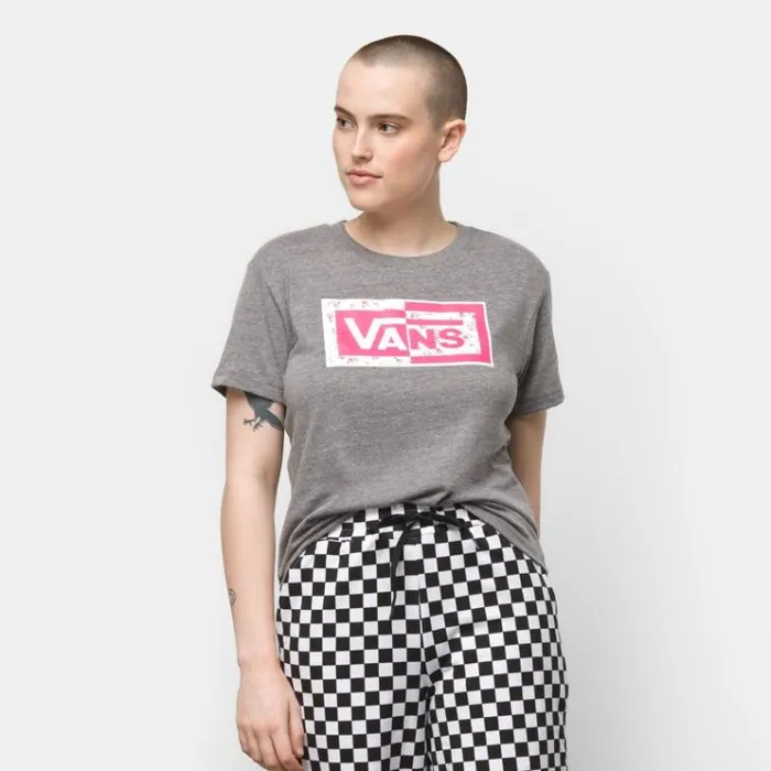 Vans Split Ticket Boyfriend Tee Grey Heather Womens TShirts and Tanks