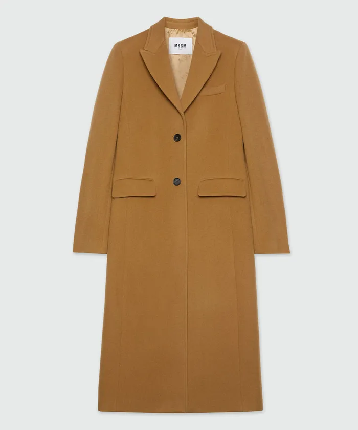 Virgin Camel Hair Wool Long Coat Women MSGM Jackets And Coats
