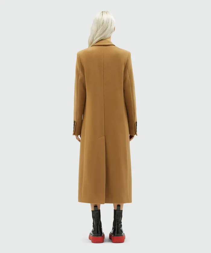Virgin Camel Hair Wool Long Coat Women MSGM Jackets And Coats