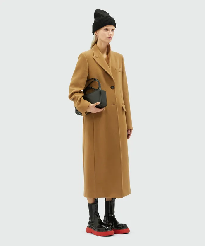 Virgin Camel Hair Wool Long Coat Women MSGM Jackets And Coats