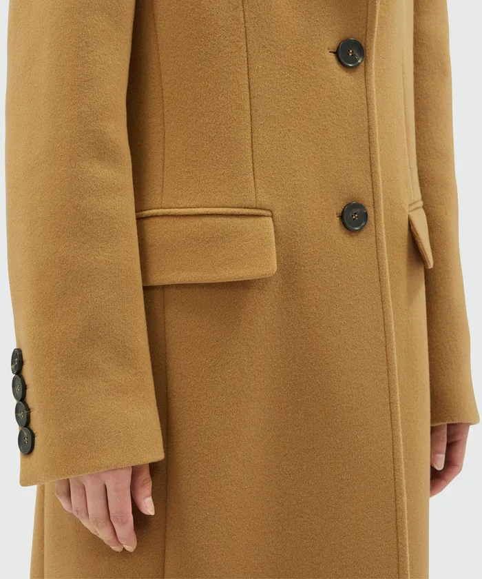 Virgin Camel Hair Wool Long Coat Women MSGM Jackets And Coats