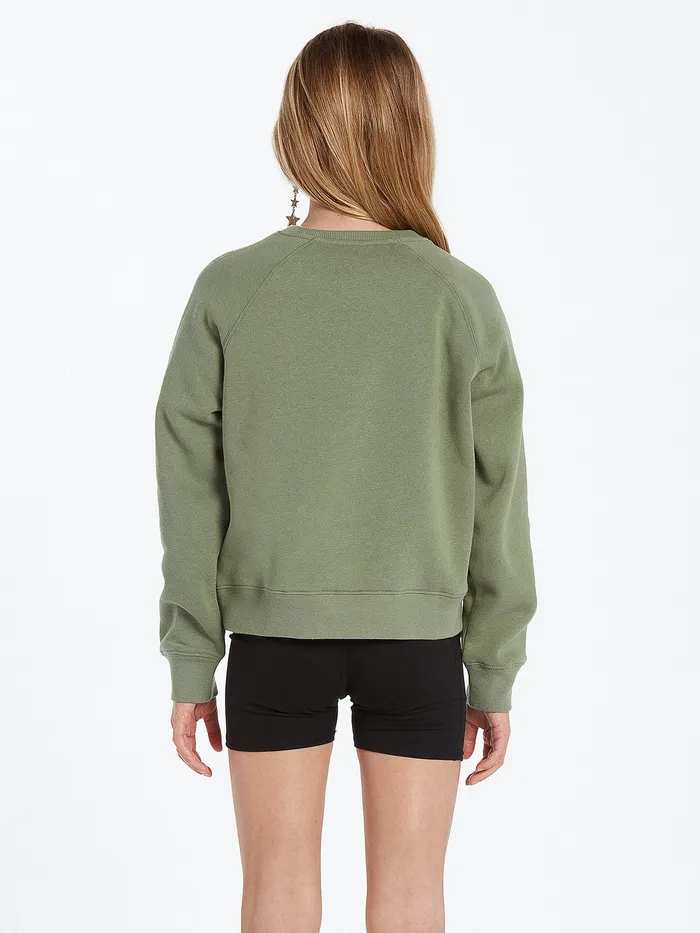 Volcom Hoodies and Sweatshirts Girls Truly Stokin Crew 8211 Light Army Light Army 8211 Girls