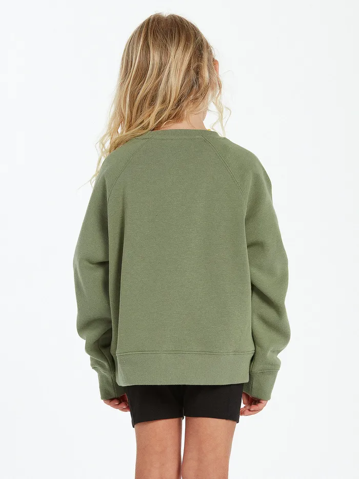 Volcom Hoodies and Sweatshirts Girls Truly Stokin Crew 8211 Light Army Light Army 8211 Girls