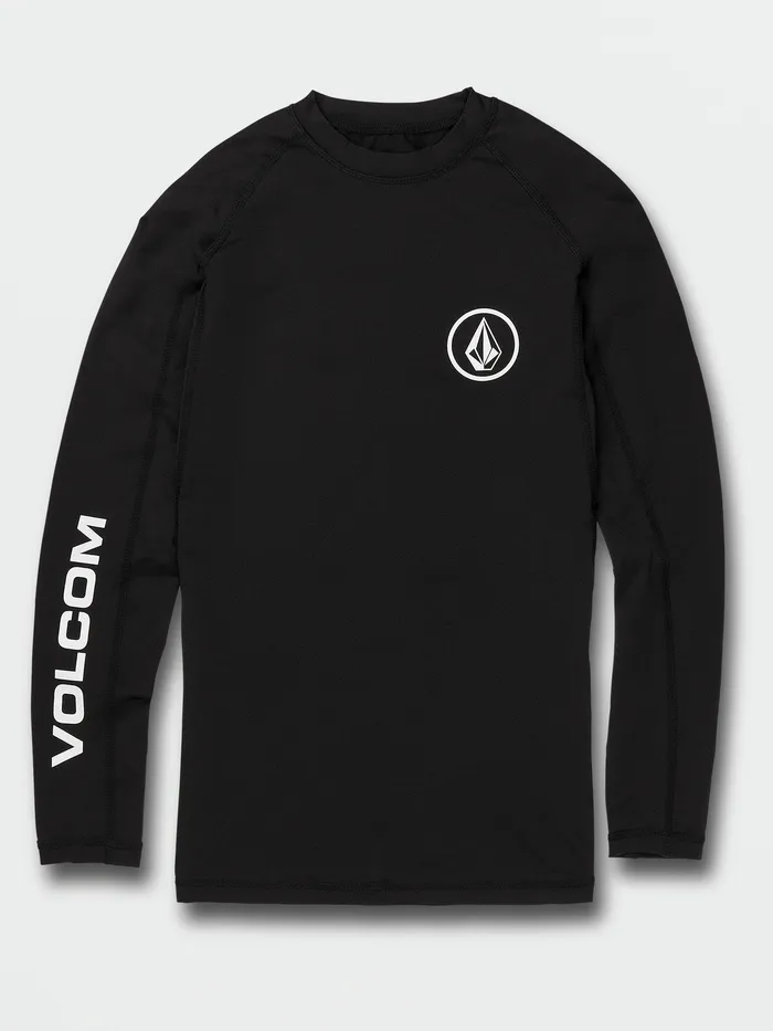 Volcom Rashguards Lido Solid Long Sleeve UPF 50 Rashguard 8211 Black Black 8211 Mens