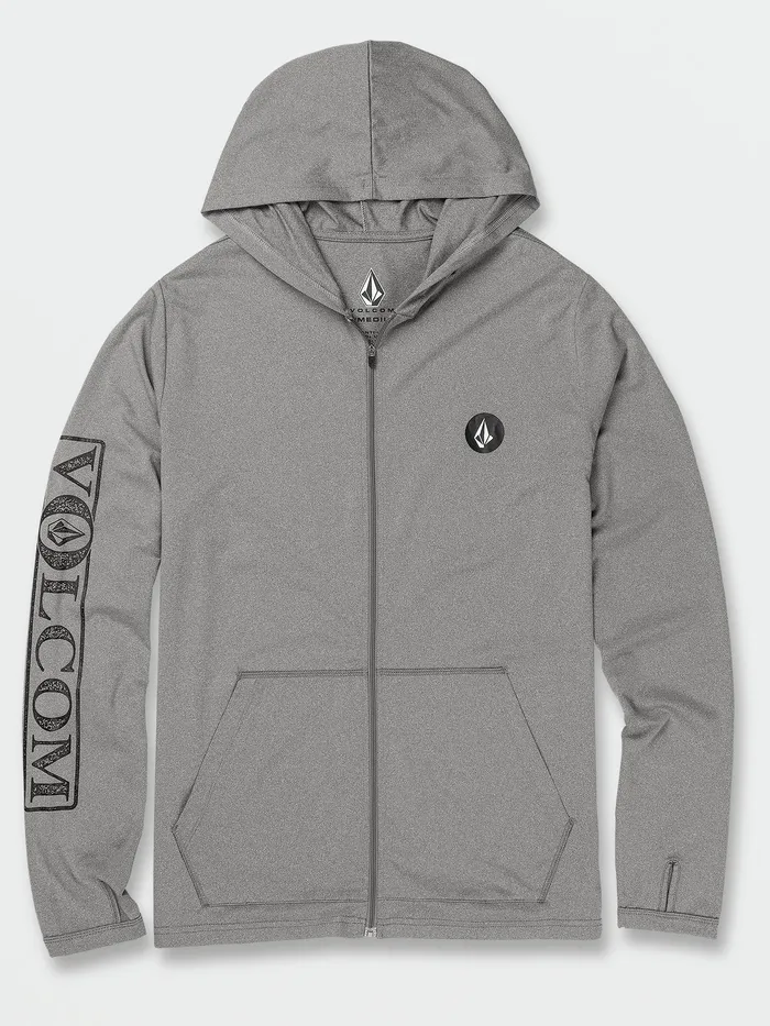 Volcom Rashguards Rally Hooded Long Sleeve UPF 50 Rashguard 8211 Heather Grey Heather Grey 8211 Mens Volcom Rashguards Rally Hooded Long Sleeve UPF 50 Rashguard 8211 Heather Grey Heather Grey 8211 Mens