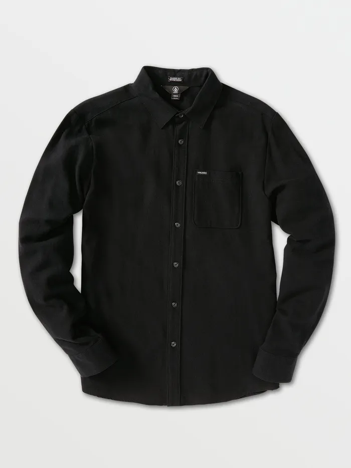 Volcom Shirts and Flannels Caden Solid Long Sleeve Shirt 8211 Black Black 8211 Mens