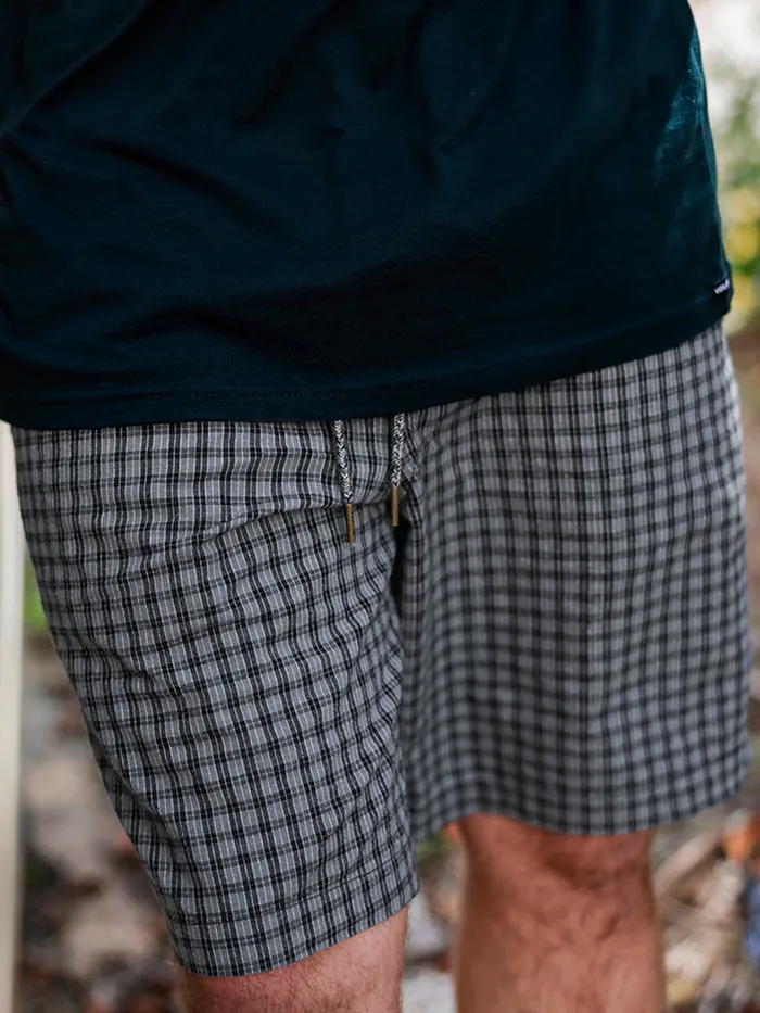 Volcom Shorts Frickin Mix Elastic Waist Shorts 8211 Plaid Plaid 8211 Mens
